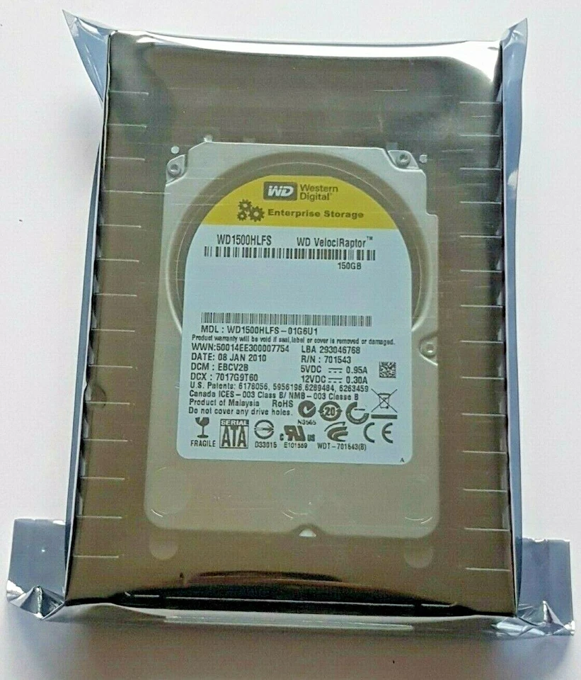 150 GB SATA Western Digital VelociRaptor WD1500HLFS-01G6U1 10K 3.5" HDD New - Image 1 of 1