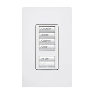 Lutron® RRD-W4S-WH RadioRA® 2 4-Scene Wall-Mount Designer Keypad w/ Raise/Lower - Picture 1 of 1