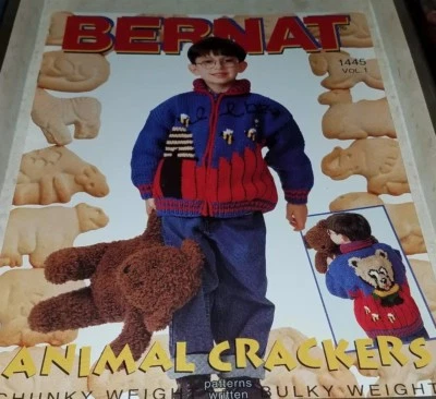 AO20 BERNAT ANIMAL CRACKERS - 2 KNIT JACKET PATTERNS FOR CHUNKY OR BULKY YARN - Image 1 of 2