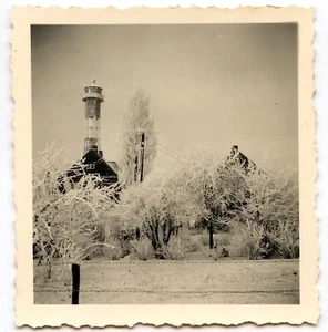 Paysage enneigée neige arbres pylone - photo ancienne an. 1940 - Picture 1 of 1