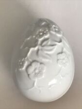 Chamart Limoges France White Floral Egg Shaped Trinket Box