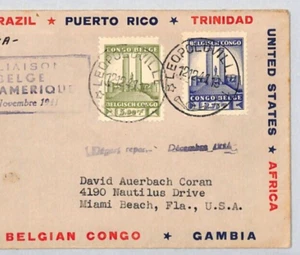 Bélgica Congo Correo Aéreo PRIMER VUELO EE. UU. Miami Leopoldville 1941 Segunda Guerra Mundial ZD221 - Imagen 1 de 8