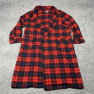 Vintage Pendleton Robe Mens Large Wool Red Tartan Plaid NO Belt FLAW - Picture 1 of 13