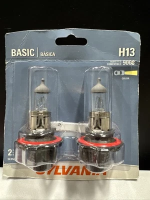 Sylvania H13 (9008) Basic Halogen Headlight Bulbs 2 in pack,  New Factory Sealed - Image 1 of 4