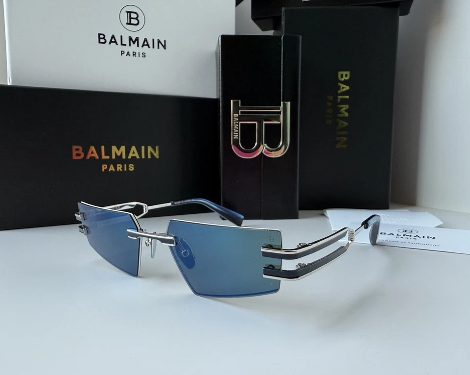 BALMAIN FIXE-BPS-123E-54 Sunglasses Sun Glasses SLV BLU SILVER/NAVY Authentic Ne