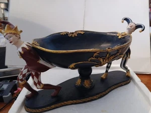 rare jaster oval Harlequin clown bowl figurine - Picture 1 of 4
