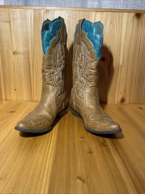 Botas vaqueras Coconuts Cimmaron para mujer marrón azulado talla 8 cuero sintético occidental Foto 1 de 4