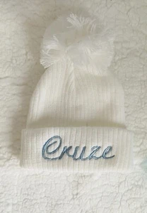 Baby Winter Knit Hat π Sizes Newborn,0-3,3-6,6-12 Months In Pink White Or Blue - Picture 1 of 2
