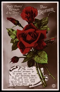 Many Happy Returns Dear Brother Birthday c1940 Rotary Postcard - Picture 1 of 2