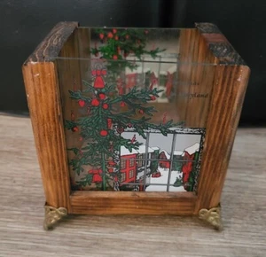 Vtg Napkin Holder Glass Art Mirrored Christmas In Maryland Handcrafted USA 1981 - Picture 1 of 12