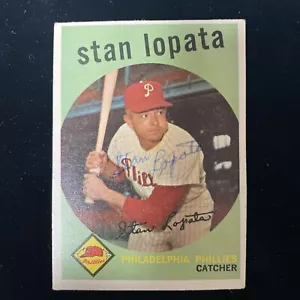 Carta Topps Stan Lopata firmata auto 1959 #412 Philadelphia Philles - Foto 1 di 2