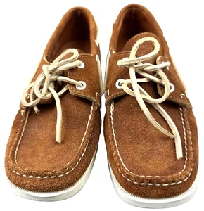 Vintage Sebago Docksides Loafers Women 7 M Brown Leather Boat Shoes Made In USA - Picture 1 of 14