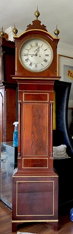 Antique Irish Flamed Mahogany Grandfather Clock - Regency Period Cover