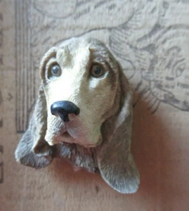 BASSET HOUND DOG FACE RESINA IMÁN CABEZA DE PERRO BASSET - Imagen 1 de 6