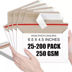 6,5 Zoll x 4,5 Zoll Starre Foto Versandtaschen Umschläge Flach Karton Dokument Selbstversiegelnd USA - Bild 1 von 14