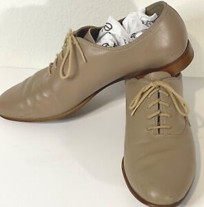 GIOVANNI Cushioned Insole Almond Toe Lace Up Shoes Beige Leather Mens Size 10