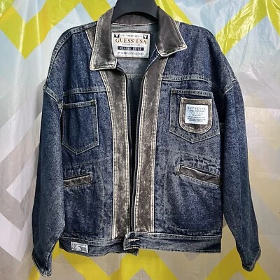 Vintage 80s Guess Georges Marciano Denim Jacket Men’s Large Chore Utility Barn - Image 1 of 4