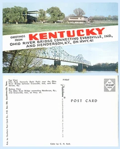 Postal Saludos desde Kentucky Ohio Bridge Evansville & Henderson Hwy 41 - Imagen 1 de 1