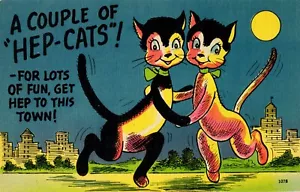 Postcard A Couple of Hep Cats Dancing Anthropomorphic Cartoon For Lots of Fun - Picture 1 of 2