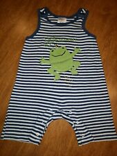 Wishes & Kisses Sleeveless Striped Romper 0-3 Mos. Frog