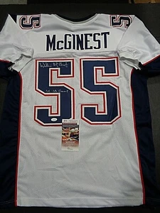 Willie Mcginest New England Patriots Autographed INSCRIB Custom Jersey COA-JSA= - Picture 1 of 3