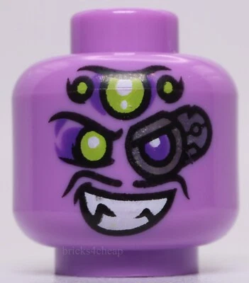 Lego Lavanda Minifigura Cabeza Hombre Lima Ojos Sonrisa Colmillos Aparato Respirador Foto 1 de 2