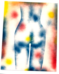 De colección Arte Folclórico Exterior DESNUDO Pintura en aerosol Póster Rojo Amarillo Azul Mujer - Imagen 1 de 15
