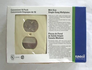 Eagle Mid-Size Single-Gang Duplex Outlet Ivory Wallplates Box of 10 NEW - Picture 1 of 4