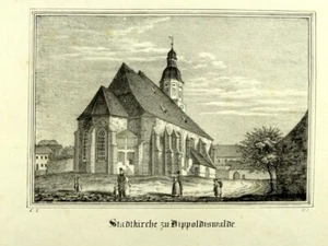  DIPPOLDISWALDE LA CHIESA CITTADINA orig. Litografia galleria ecclesiastica 1835 circa - Foto 1 di 3