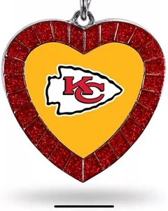 Kansas City Chiefs Keychain Color Rhinestone Heart - Picture 1 of 2