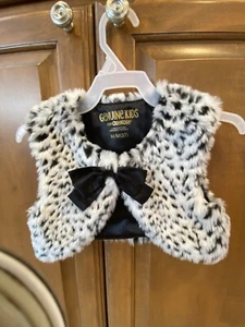 Genuine Kids From Oshkosh Faux Fur Animal Print Vest Crop Sweater Bolero 3T - Picture 1 of 5