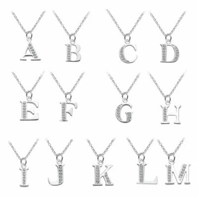 Moda A-Z Letra Alfabeto Collar Cristal Circonita Colgante Mujer Nuevo Joyería Foto 1 de 4
