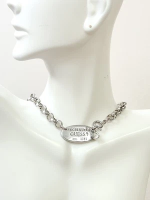 Collar Gargantilla Cadena Rolo Colgante Firmado Vintage 1981 Plata PROPIEDAD DE ADIVINAR Foto 1 de 4