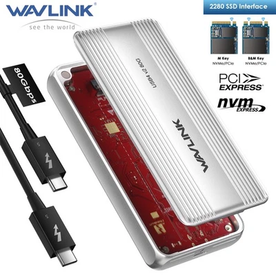 Gabinete SSD Wavlink Thunderbolt 5 M.2 NVMe 80 Gbps PCIe NVMe Estuche SSD USB4 v2 Foto 1 de 4