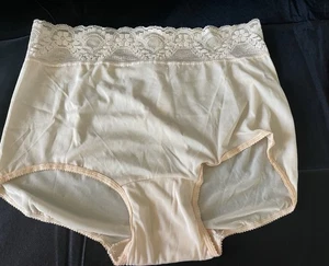 VINTAGE CABERNET Panties Lace Waist Nylon Spandex Peach BRIEF PANTY Size 8 - Picture 1 of 3