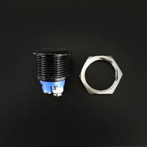 Black 16mm Momentary Push Button Starter Switch Stainless Steel Metal Waterproof - Foto 1 di 12