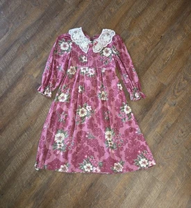 Vintage RUTH OF CAROLINA Blumenkleid Spitzenkragen Puffärmel Mädchen Gr. 7 Cottagecore - Bild 1 von 8