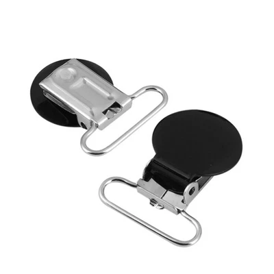 (Black)10Pcs 25mm Round Suspender Braces Pacifier Strap Holder Clip DIY - Image 1 of 4