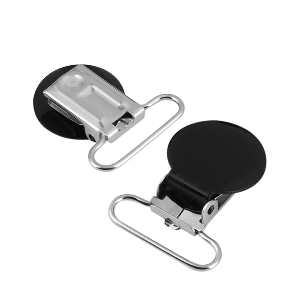 (Black)10Pcs 25mm Round Suspender Braces Pacifier Strap Holder Clip DIY - Image 1 of 4