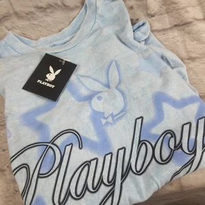 Playboy Bunny Logo Womens Small T-Shirt Airbrush 90s Retro Blue New With Tags - Picture 1 of 5