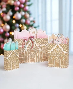 GINGERBREAD COTTAGE Design Gift Paper Bag Choose Size & Package Amount - Picture 1 of 5