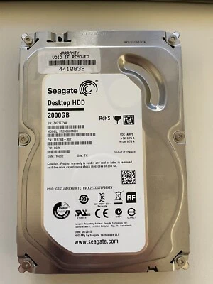 ST2000DM001 1ER164-302 SN: Z4Z 08/2015  THAILAND TK 16052  CC26 PCB: 100749730 A - Image 1 of 3