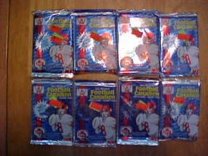 (8) 1991 Todos los paquetes de la Liga Mundial de Fútbol Canadiense 9 tarjetas por paquete - Imagen 1 de 2