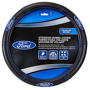 NEW Ford Deluxe Black & Blue Speed Grip Steering Wheel Cover 14.5"-15" - Picture 1 of 2