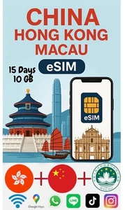 Best CINA Hong Kong Macao esim Data Travel e SIM 5G/4G 📶 15 giorni 10 GB - Foto 1 di 14