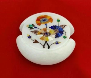 Juego de Posavasos de Mármol Cornalina Lapislázuli Pietra Dura Arte Para Regalos - Imagen 1 de 1