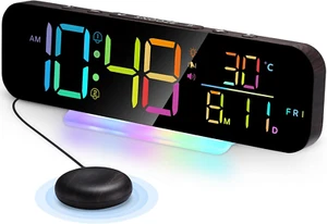 Digital Large Display Clock for Living Room/Bedroom/Office,Dual Alarm Bed Shaker - Picture 1 of 12
