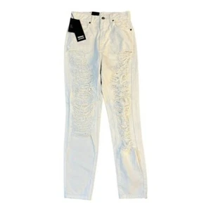 DrDenim Nora White Distressed Jeans Sky High Regular Fit Relaxed Leg - Picture 1 of 6