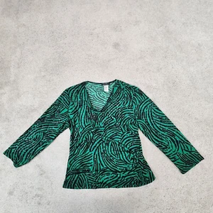 Saks Fifth Avenue Lemaire Women's Zebra Striped Wrap Sequins Top Green Large - Picture 1 of 8