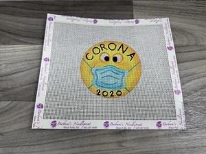 EMOJI FACE CORONA 2020 MASK NEEDLEPOINT CANVAS CROSS STITCH - Picture 1 of 1
